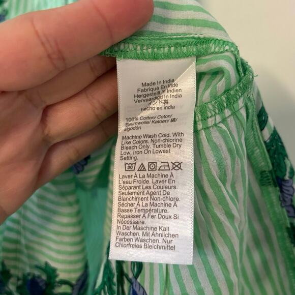 J.Crew Floral Mini Beach Dress Green Stripe Size XS - Picture 4 of 6
